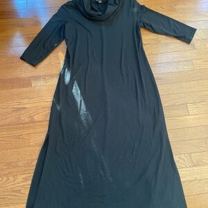 J Jill Black T neck Midi Maxi Dress ~ PS ~ 3/4 sleeve